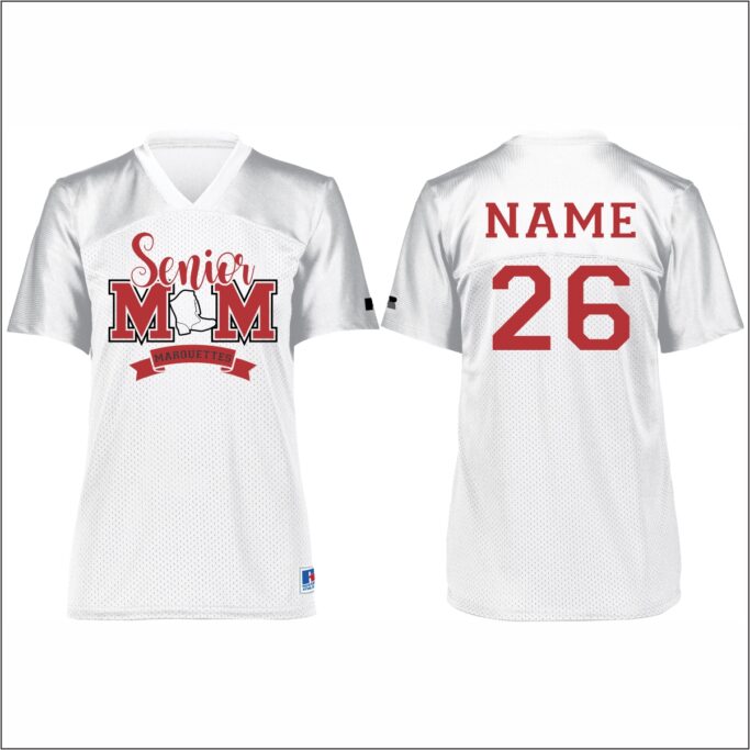 MARCUS MARQUETTE MOM WHITE FOOTBALL JERSEY