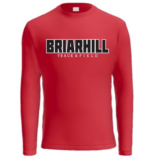 BRIARHILL RED LONG SLEEVE DRI-FIT TRACK AND FIELD T-SHIRT
